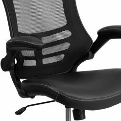 Cheap 😍 Task Chairs Flash Furniture Mid-Back Mesh Swivel Task Chair With Leather Padded Seat And Flip-Up Arms ✔️ -Office & Desk Chairs Sales detail3FLSH1531