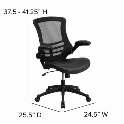 Cheap 😍 Task Chairs Flash Furniture Mid-Back Mesh Swivel Task Chair With Leather Padded Seat And Flip-Up Arms ✔️ -Office & Desk Chairs Sales detail7FLSH1531