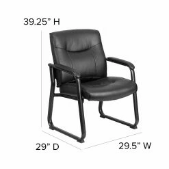 Discount 👏 Task Chairs Flash Furniture HERCULES Series Big & Tall Leather Executive Side Chair With Sled Base 😉 -Office & Desk Chairs Sales detail7FLSH1669