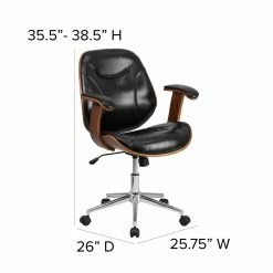 Top 10 ❤️ Task Chairs Flash Furniture Mid-Back Leather Executive Wood Swivel Office Chair 🥰 -Office & Desk Chairs Sales detail7FLSH1721