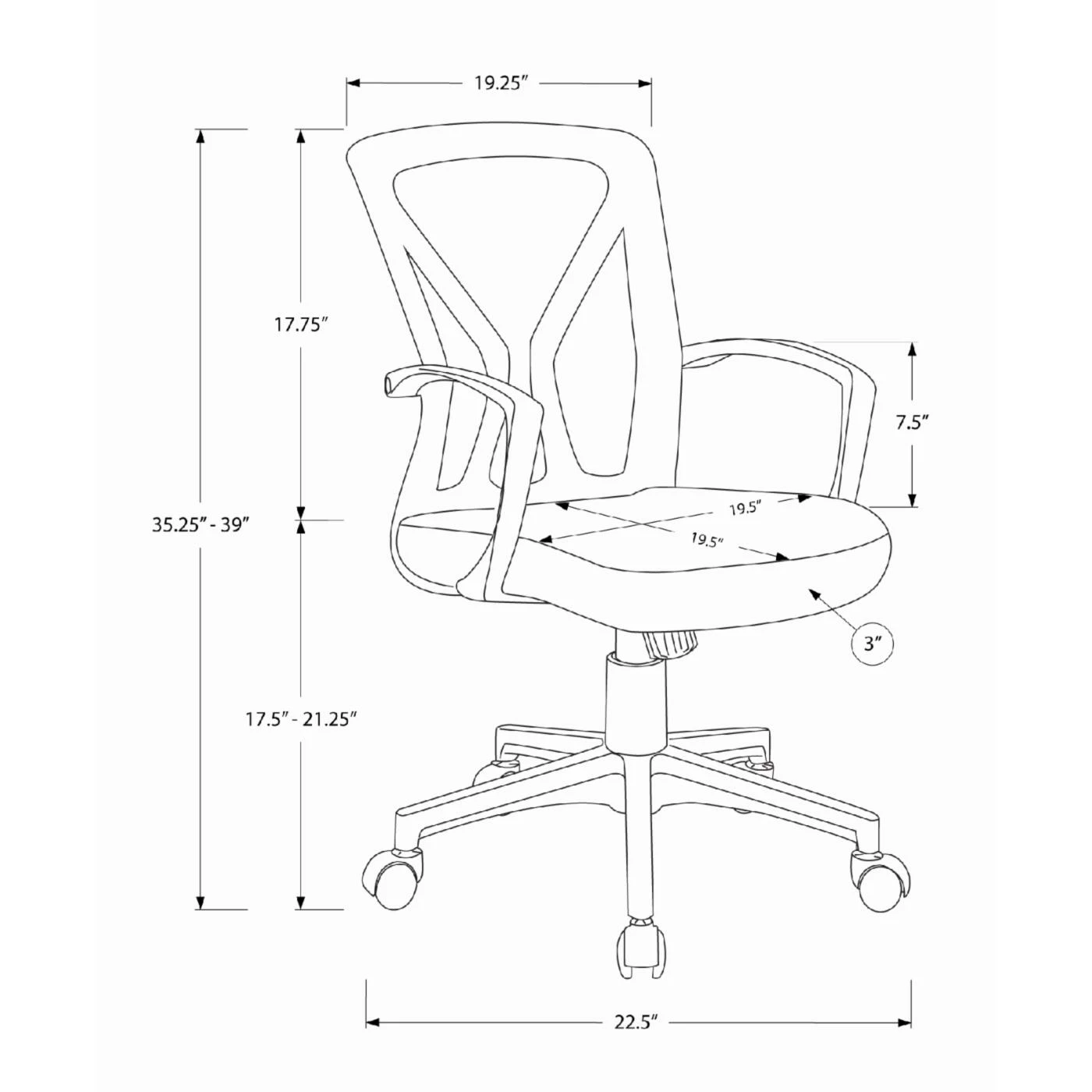 Outlet ๐ฅฐ Task Chairs Monarch Specialties Adjustable Height Mid-Back Office Chair With Fixed Armrests - Black -Mesh Fabric ๐ 7 Outlet ๐ฅฐ Task Chairs Monarch Specialties Adjustable Height Mid-Back Office Chair With Fixed Armrests - Black -Mesh Fabric ๐ - Image 5