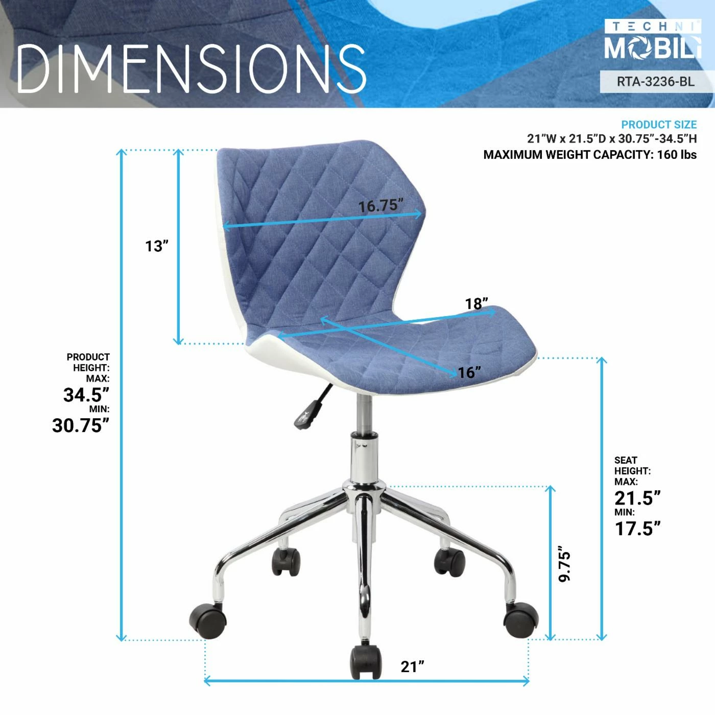 Cheap โญ Task Chairs Techni Mobili Adjustable Office Task Chair ๐ 4 Cheap โญ Task Chairs Techni Mobili Adjustable Office Task Chair ๐ - Image 2