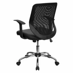 Best Pirce 🔥 Task Chairs Flash Furniture Mid-Back Office Chair With Mesh Back And Italian Leather Seat - Black 🛒 -Office & Desk Chairs Sales detailFLSH112