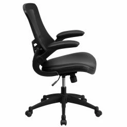 Cheap 😍 Task Chairs Flash Furniture Mid-Back Mesh Swivel Task Chair With Leather Padded Seat And Flip-Up Arms ✔️ -Office & Desk Chairs Sales detailFLSH1531