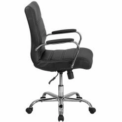 Coupon 🎉 Task Chairs Flash Furniture Mid-Back Leather Executive Swivel Office Chair With Chrome Arms 🌟 -Office & Desk Chairs Sales detailFLSH1679
