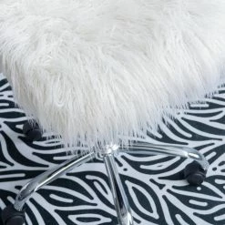 Best Pirce 🔔 Executive Chairs Linon Faux Flokati Armless Office Chair 🎉 -Office & Desk Chairs Sales detailLHD1987