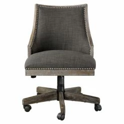 Buy 🔥 Executive Chairs Uttermost Aidrian Charcoal Upholstered Desk Chair 👍 -Office & Desk Chairs Sales detailUMC8606