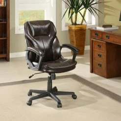 Coupon ✨ Executive Chairs Serta Puresoft Faux Leather Managers Office Chair - Roasted Chestnut Brown 👍 -Office & Desk Chairs Sales inuseMILL002