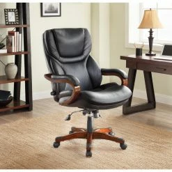 Cheap ⌛ Task Chairs Serta Adjustable Height Eco-Leather Executive Office Chair - Black 💯 -Office & Desk Chairs Sales inuseMILL096