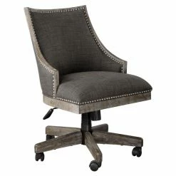 Buy 🔥 Executive Chairs Uttermost Aidrian Charcoal Upholstered Desk Chair 👍 -Office & Desk Chairs Sales inuseUMC8606