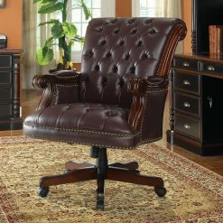 Deals 🎁 Executive Chairs Coaster Furniture Faux Leather Executive Chair - Dark Brown 👏