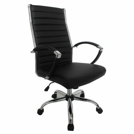 Outlet 🌟 Task Chairs Furniture Of America Sefton Modern Faux Leather Swivel Office Chair - 43 In. - Black 🎉 -Office & Desk Chairs Sales masterENLB5639