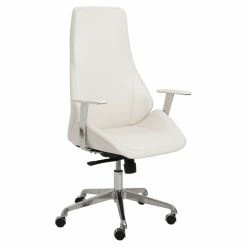 New 🥰 Task Chairs Euro Style Bergen High Back Office Chair - White / Aluminum 👏