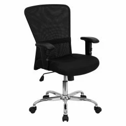 Cheapest 🎉 Task Chairs Flash Furniture Mid-Back Computer Chair With Adjustable Arms And Chrome Base - Black ⌛