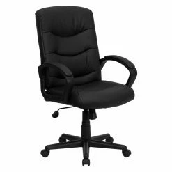 Promo 🥰 Executive Chairs Flash Furniture Mid-Back Office Chair - Black Leather 👍