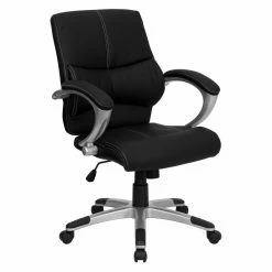 Cheapest ⭐ Task Chairs Flash Furniture Mid-Back Contemporary Manager's Office Chair - Black Leather ✨