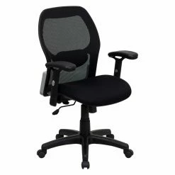 Wholesale ๐คฉ Task Chairs Flash Furniture Mid-Back Super Mesh Office Chair - Black Fabric Seat ๐ฏ