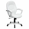 Buy ⭐ Executive Chairs Flash Furniture Mid-Back Executive Office Chair - White Leather 🧨 -Office & Desk Chairs Sales masterFLSH115