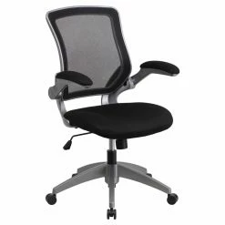 Best Sale 🧨 Task Chairs Flash Furniture Mid-Back Mesh Swivel Task Chair With Gray Frame And Flip-Up Arms 🔥