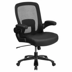 Best deal 🎉 Task Chairs Flash Furniture HERCULES Series Big & Tall Mesh Executive Swivel Chair With Leather Seat Adjustable Lumbar And Flip-Up Arms 😉