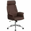 Cheap 👏 Executive Chairs Flash Furniture High Back Brown Fabric Executive Swivel Office Chair With Chrome Base ❤️ -Office & Desk Chairs Sales masterFLSH1635