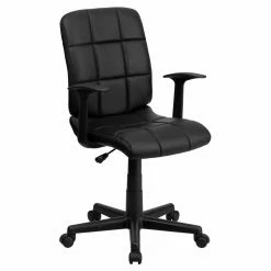 Budget 🤩 Task Chairs Flash Furniture Mid-Back Quilted Vinyl Swivel Task Chair With Nylon Arms 😍
