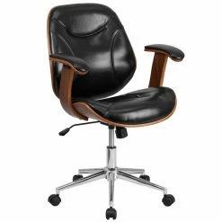 Top 10 ❤️ Task Chairs Flash Furniture Mid-Back Leather Executive Wood Swivel Office Chair 🥰