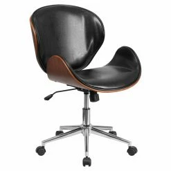 Top 10 ⌛ Task Chairs Flash Furniture Mid-Back Wood Swivel Conference Chair In Black Leather 🤩