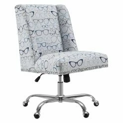Hot Sale 🧨 Executive Chairs Linon Dobby Upholstered Glasses Office Desk Chair 💯