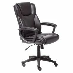 Flash Sale 😀 Executive Chairs Serta Supple Bonded Leather Executive Office Chair - Black 🔥