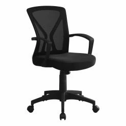 Outlet 🥰 Task Chairs Monarch Specialties Adjustable Height Mid-Back Office Chair With Fixed Armrests - Black -Mesh Fabric 🔔