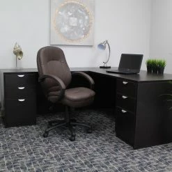 Outlet 🛒 Task Chairs Boss Mid-Back LeatherPlus Commercial Grade Executive Office Chair 🧨