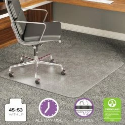 Deals 🥰 Computer Chair Mats Deflect-o 45 X 53 ExecuMat Intense Chair Mat For High Pile Carpet With Lip 🔔