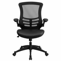 Cheap 😍 Task Chairs Flash Furniture Mid-Back Mesh Swivel Task Chair With Leather Padded Seat And Flip-Up Arms ✔️ -Office & Desk Chairs Sales scaleFLSH1531