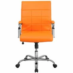 Deals 🔔 Task Chairs Flash Furniture Mid-Back Vinyl Executive Swivel Office Chair With Chrome Arms ⌛ -Office & Desk Chairs Sales scaleFLSH1677